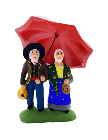 Santon Marcel Carbonel - Couple sous le parapluie