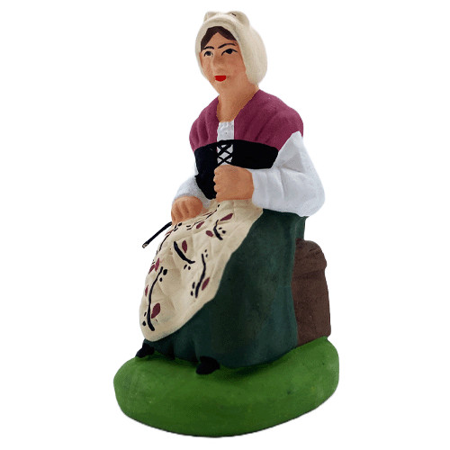 Santon Marcel Carbonel - Femme au boutis