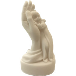 Statue albâtre - 13 cm - Ange fille main