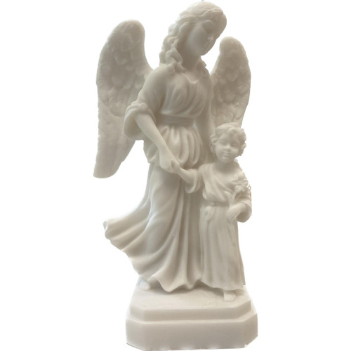 Statue albâtre - 14 cm - Ange gardien fille