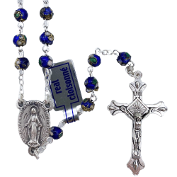 Chapelet perles cloisonnées bleues