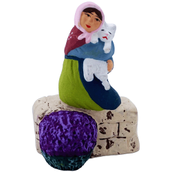 Santon Provençal Marcel Carbonel - Petite fille au chat