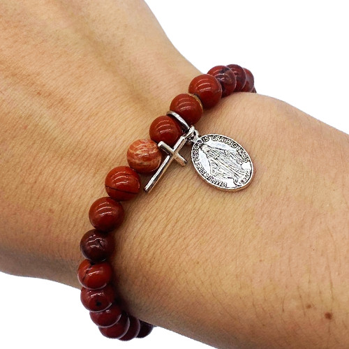 Bracelet en pierre Jaspe rouge - 6mm