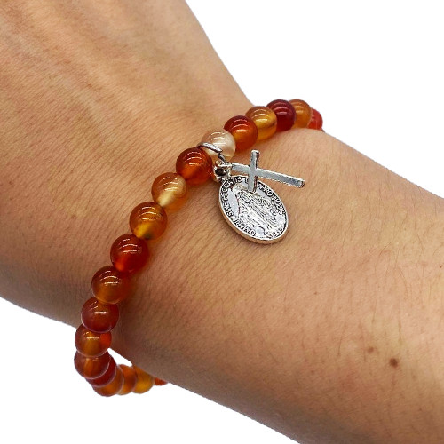 Bracelet en pierre cornaline - 6mm