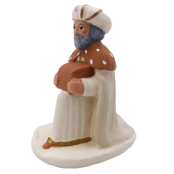 Roi mage à genou Melchior - Arterra - 7cm - blanc