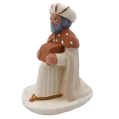 Roi mage à genou Melchior - Arterra - 7cm - blanc