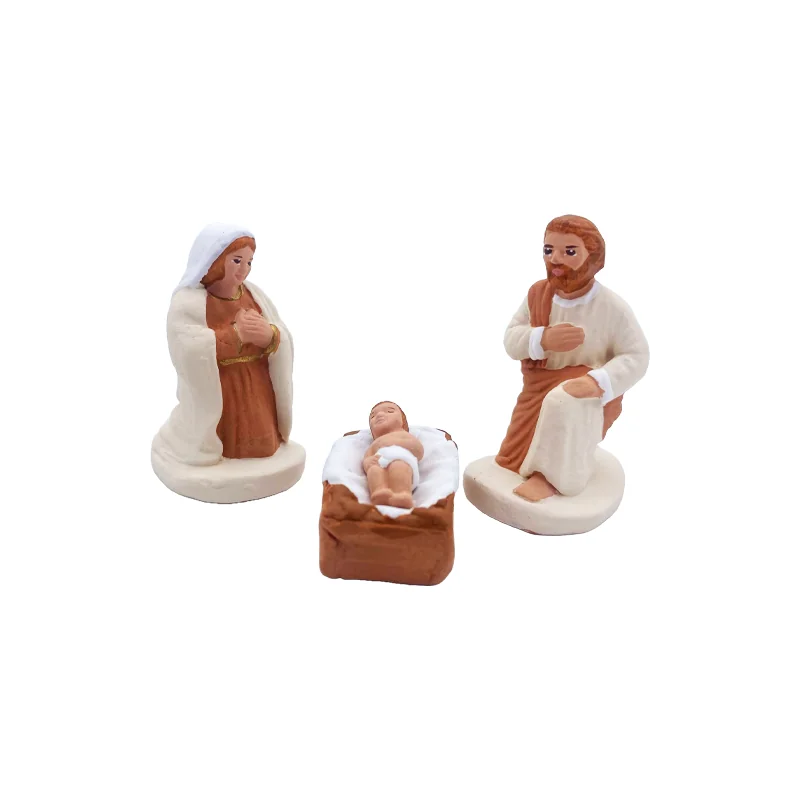 Nativité 3 pers - Arterra - 7cm - blanc