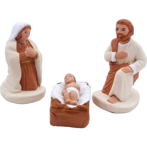 Nativité 3 pers - Arterra - 7cm - blanc