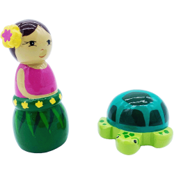 Tahitienne et sa tortue - Crèche de Noël en bois tourné