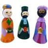 Crèche de Noël en bois peint tourné - 3 rois mages