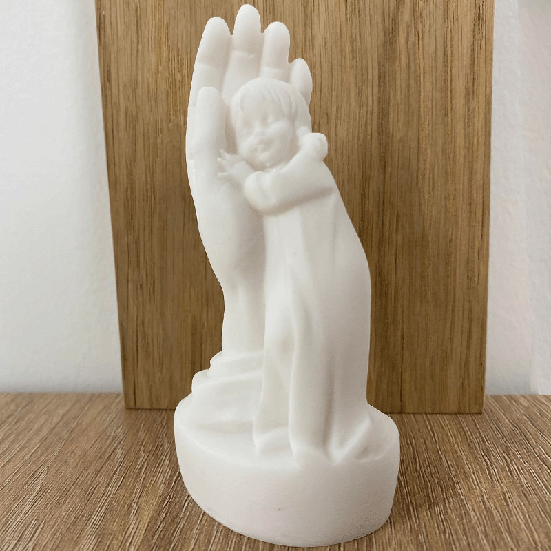 Statue albâtre - 13 cm - Ange fille main