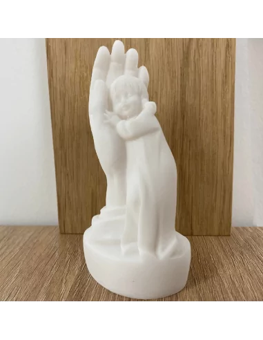 Statue albâtre - 13 cm - Ange fille main