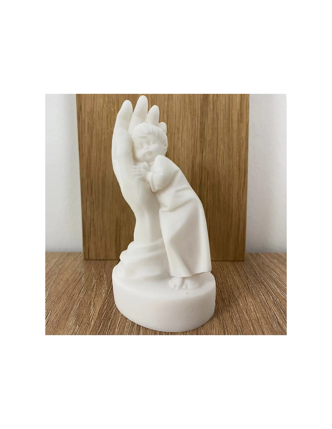 Statue albâtre - 13 cm - Ange garçon main