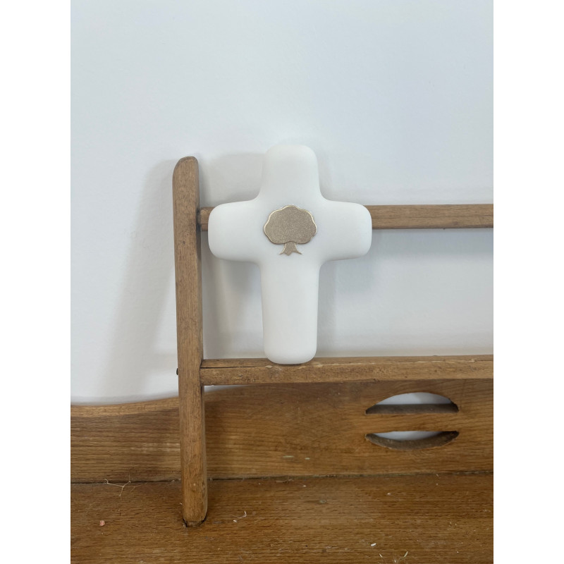 Croix Arbre de vie en pierre d'albâtre avec dorure -  Collection Emany