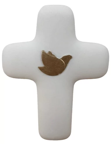Croix de la paix avec dorure - Croix Emany en pierre d'albâtre