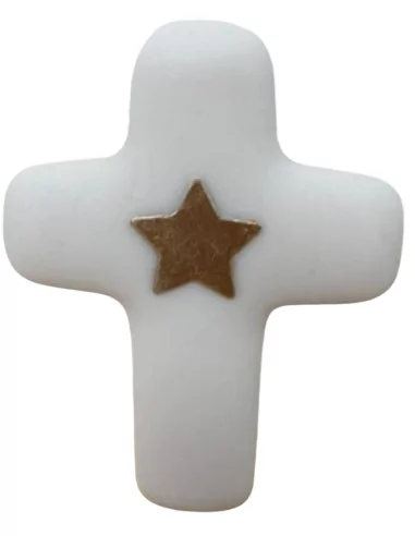 Croix Emany en pierre d'albâtre avec dorure -  Croix de l'étoile