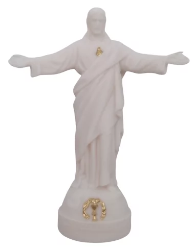 Statue Sacré Cœur des Familles en albâtre avec dorure- 17cm