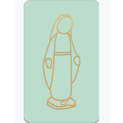 Carte simple de communion vert pastel - vierge miraculeuse - 65X105 mm