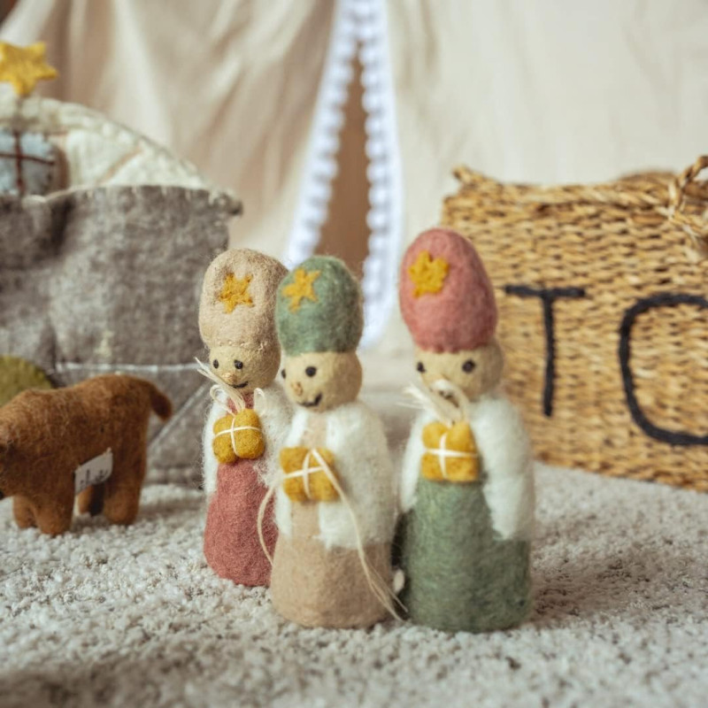 Figurines de crèche en feutre - Les Rois mages