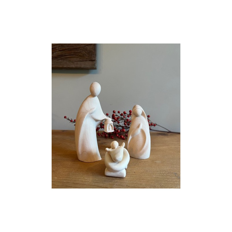 Crèche de Noël en bois naturel - nativité