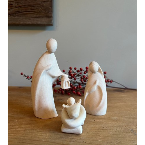 Crèche de Noël en bois naturel - nativité