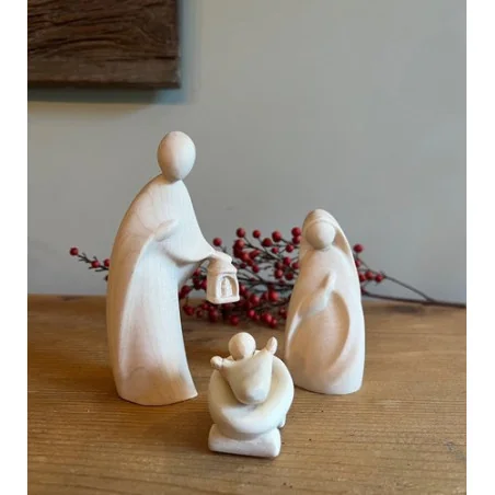 Crèche de Noël en bois naturel - nativité