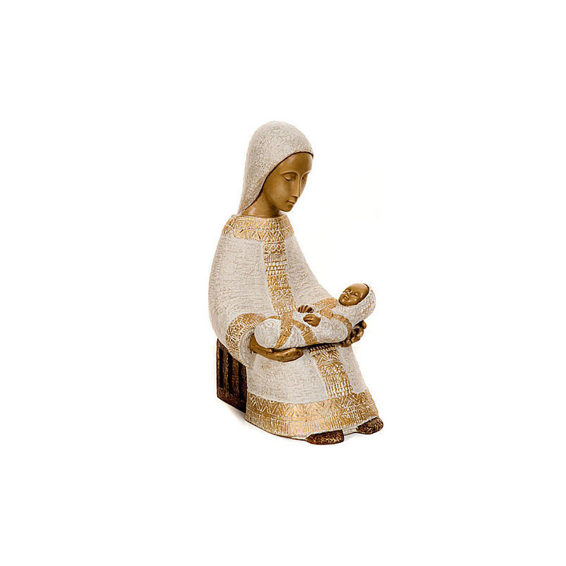 Grande crèche blanche des Soeurs de Bethleem - Nativité 3 personnages