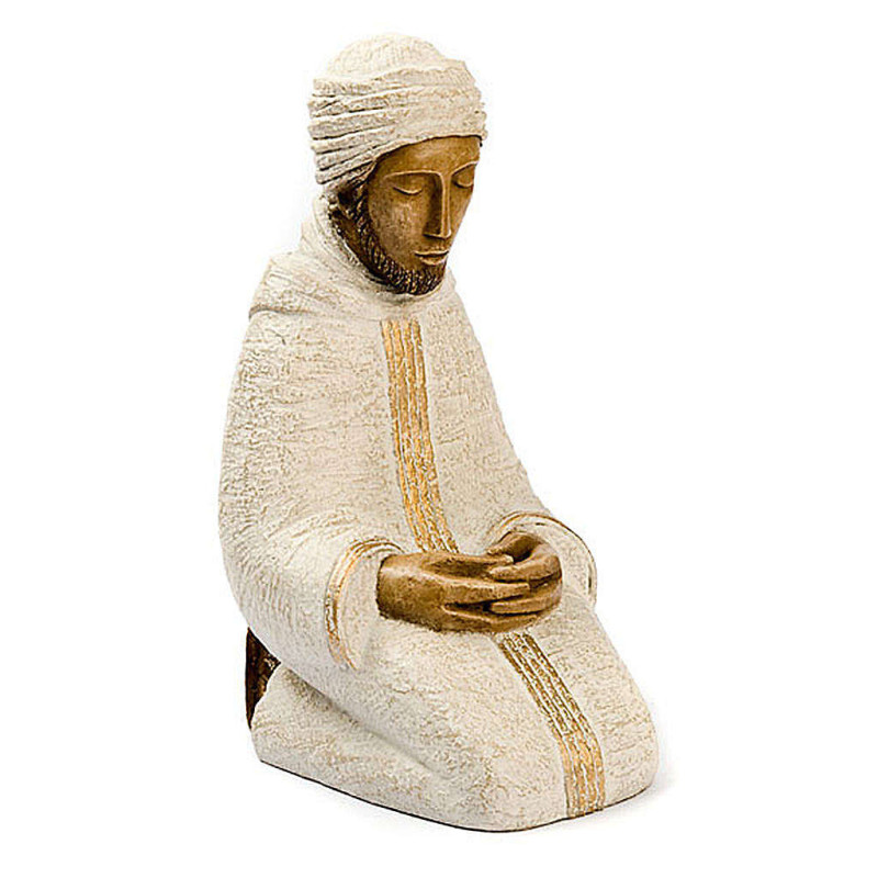 Grande crèche blanche des Soeurs de Bethleem - Nativité 3 personnages