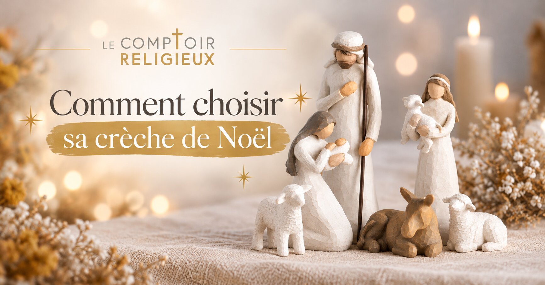 Guide d'achat crèche de Noël : Sainte Famille Willow Tree en résine sculptée