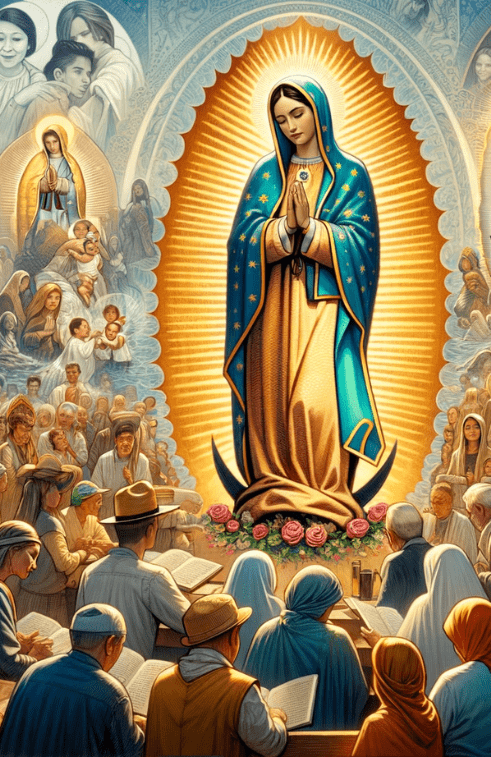 Porte-chapelet Vierge Marie En Résine – Support élégant Pour Dévotion Ou Décoration, Dimensions 15x15 Cm (bleu Ou Rouge)