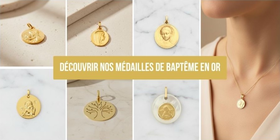 M&eacute;daille de Bapt&ecirc;me en Or